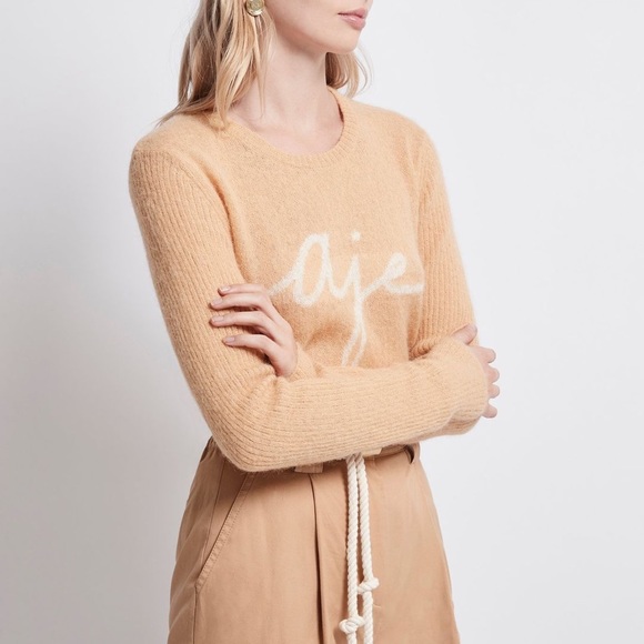 Aje Psychedelia Ribbed Sleeve Logo Jumper - M / Camel - Picture 2 of 13